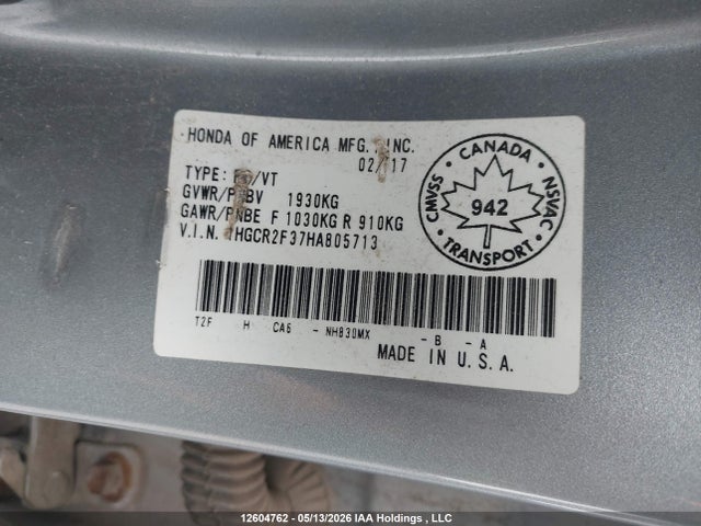 1HGCR2F37HA805713 Honda ACCORD LX