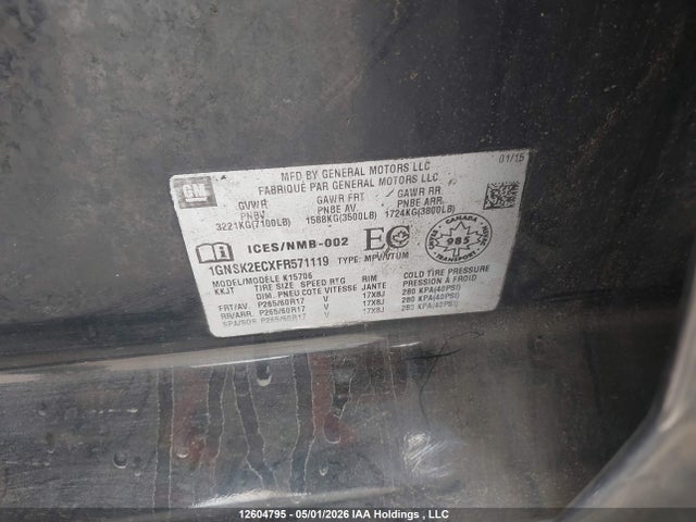 1GNSK2ECXFR571119 Chevrolet Tahoe Commercial Fleet