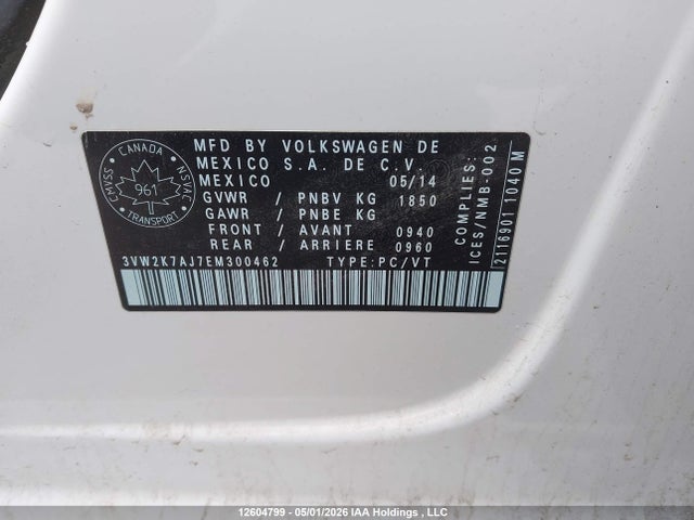 3VW2K7AJ7EM300462 Volkswagen Jetta 2.0l Trendline+