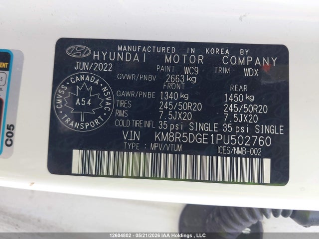 KM8R5DGE1PU502760 Hyundai Palisade Limited