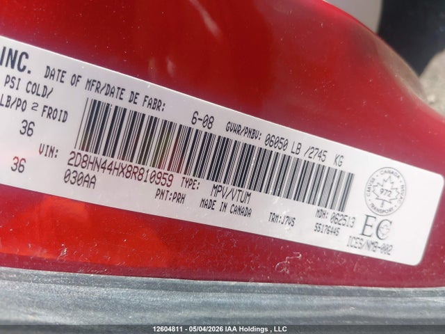 Aukcja sprzedaży 2008 Dodge Grand Caravan Se, vin: 2D8HN44HX8R810959, numer aukcji: 12604811