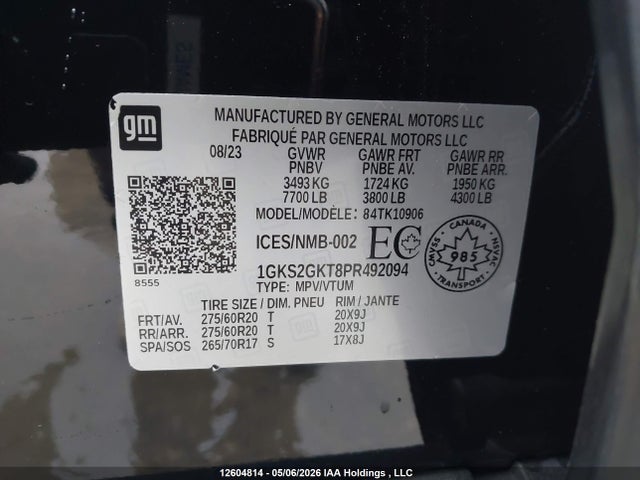 Aukcja sprzedaży 2023 Gmc Yukon Xl K1500 Slt, vin: 1GKS2GKT8PR492094, numer aukcji: 12604814