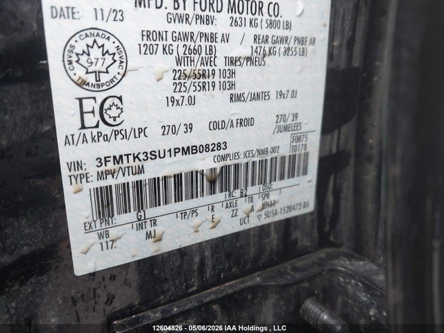 12604826 :رقم المزاد ، 3FMTK3SU1PMB08283 vin ، 2023 Ford Mustang Mach-e Premium مزاد بيع