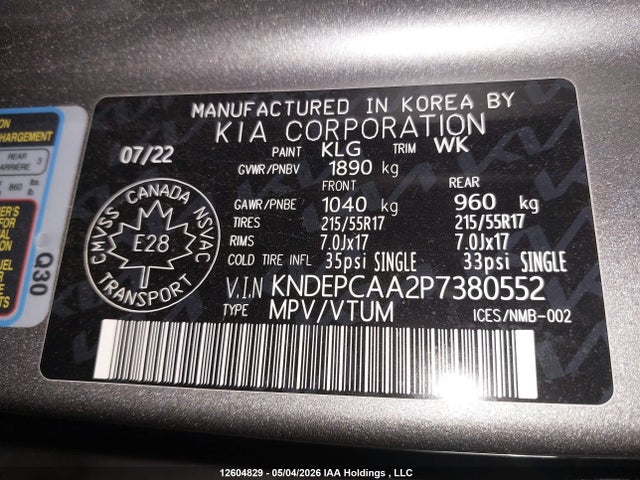 Aukcja sprzedaży 2023 Kia Seltos Lx, vin: KNDEPCAA2P7380552, numer aukcji: 12604829
