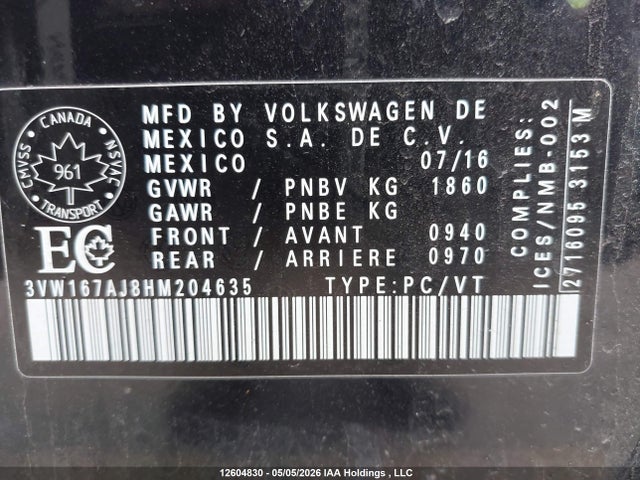 3VW167AJ8HM204635 Volkswagen Jetta