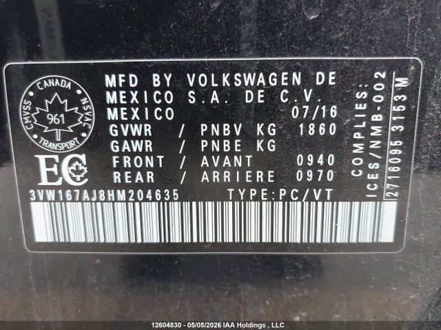 3VW167AJ8HM204635 Volkswagen Jetta