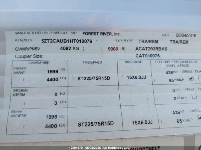 Coachmen Catalina 2017 5ZT2CAUB1HT010076 Image 9