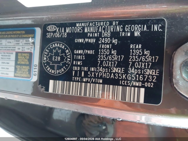 KIA Sorento 2019 5XYPHDA35KG516732 Image 9