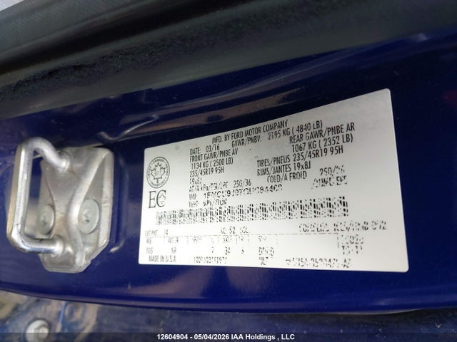 Продажа на аукционе авто 2016 Ford Escape Titanium, vin: 1FMCU9J97GUC84468, номер лота: 12604904