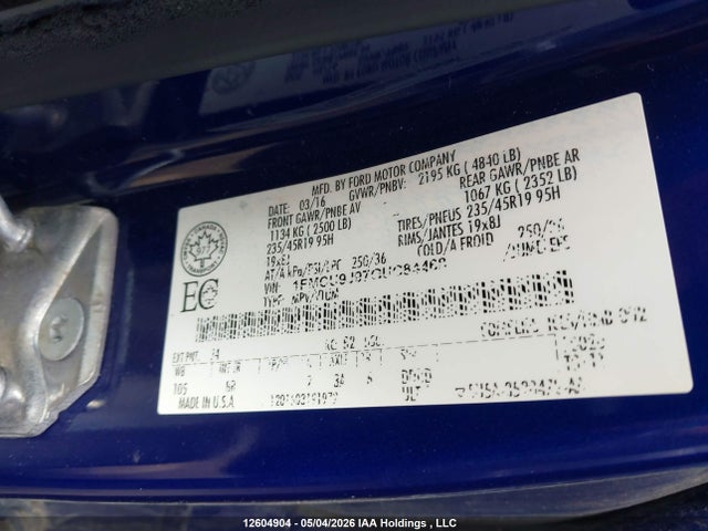 Продажа на аукционе авто 2016 Ford Escape Titanium, vin: 1FMCU9J97GUC84468, номер лота: 12604904