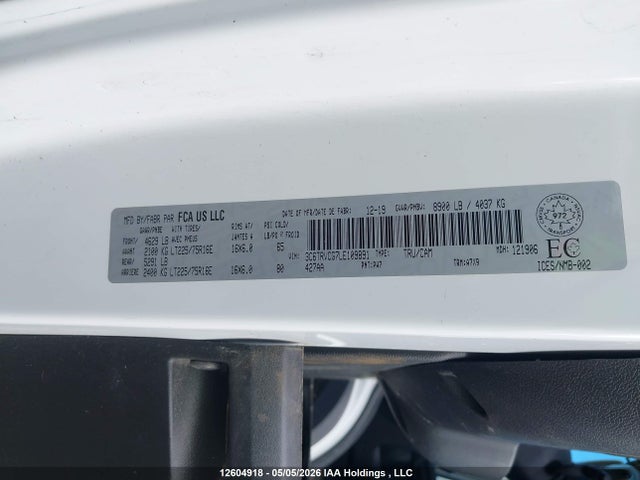 12604918 :رقم المزاد ، 3C6TRVCG7LE109891 vin ، 2020 Ram Promaster 2500 2500 High مزاد بيع