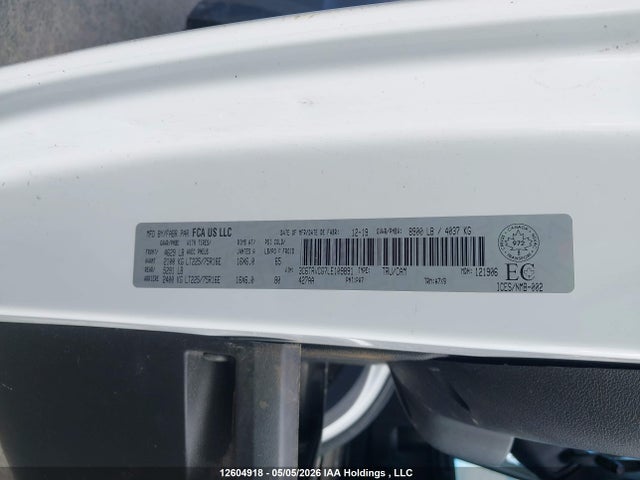 12604918 :رقم المزاد ، 3C6TRVCG7LE109891 vin ، 2020 Ram Promaster 2500 2500 High مزاد بيع