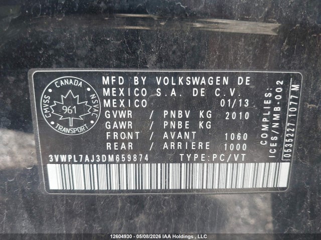 Aukcja sprzedaży 2013 Volkswagen Golf 2.0 Tdi Comfortline/2.0 Tdi Highline, vin: 3VWPL7AJ3DM659874, numer aukcji: 12604930