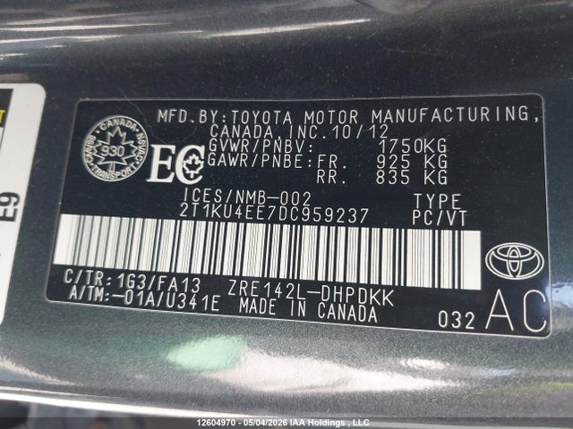 Продаж на аукціоні авто 2013 Toyota Corolla Matrix, vin: 2T1KU4EE7DC959237, номер лоту: 12604970
