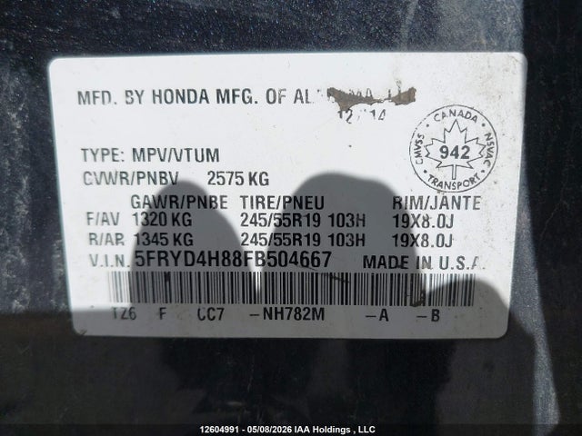 Acura Mdx Elite Package 2015 5FRYD4H88FB504667 Image 18