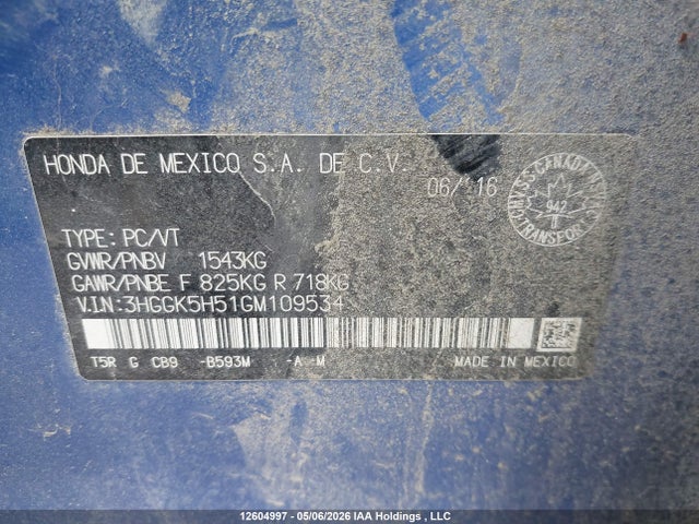 3HGGK5H51GM109534 Honda FIT LX