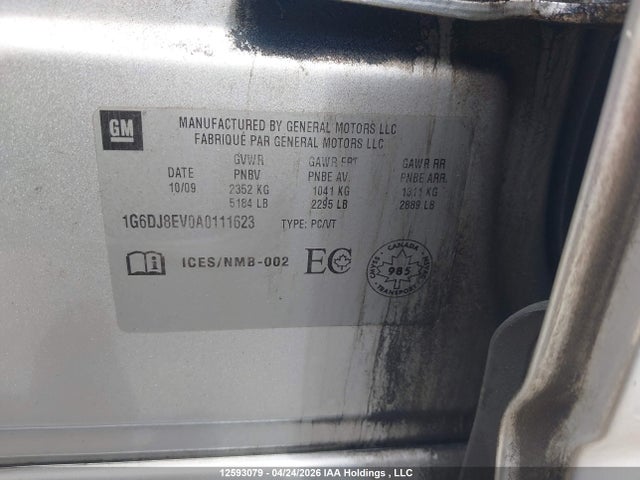 Aukcja sprzedaży 2010 Cadillac Cts 3.6l Base, vin: 1G6DJ8EV0A0111623, numer aukcji: 12593079