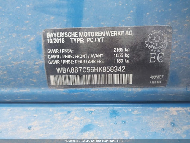 Aukcja sprzedaży 2017 Bmw 340 340i Xdrive, vin: WBA8B7C56HK858342, numer aukcji: 12605001