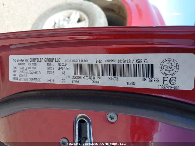 Aukcja sprzedaży 2012 Ram 3500 Laramie, vin: 3C63D3ELXCG234644, numer aukcji: 12603349