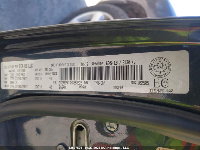12597505 :رقم المزاد ، 3C6RR7KT4HG559823 vin ، 2017 Ram 1500 St مزاد بيع