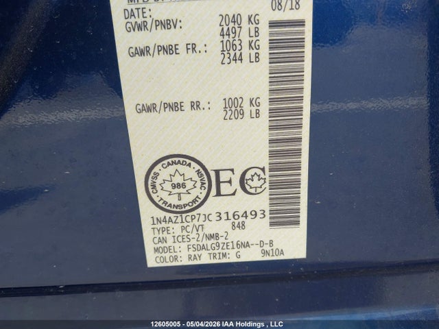 1N4AZ1CP7JC316493 Nissan Leaf S/sl/sv