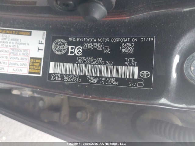 JTDL9RFU6K3001382 Toyota Prius