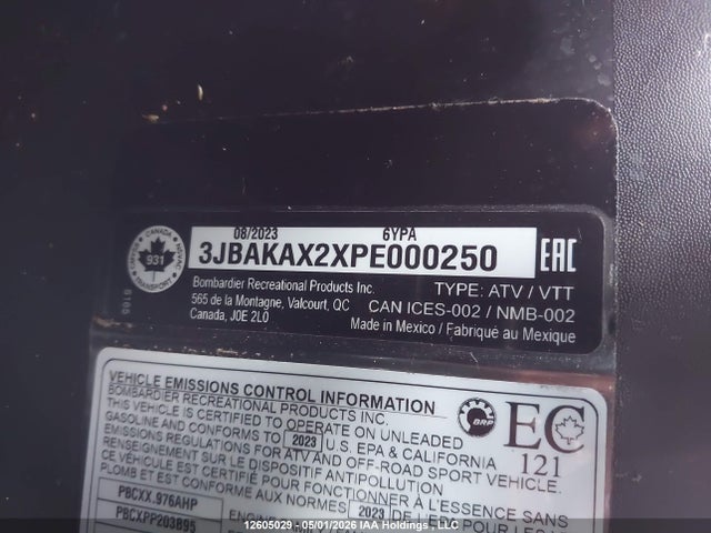 3JBAKAX2XPE000250 Can-Am Commander Xt 1000r/xt-p 1000r