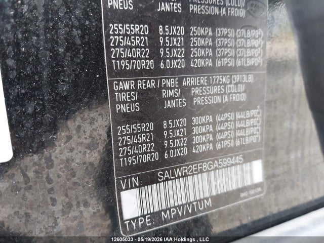 Aukcja sprzedaży 2016 Land Rover Range Rover Sport V8 Supercharged, vin: SALWR2EF8GA599445, numer aukcji: 12605033