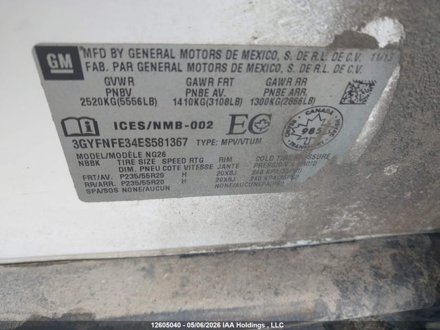 3GYFNFE34ES581367 Cadillac Srx Performance