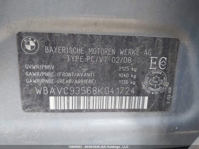 Продажа на аукционе авто 2008 Bmw 328xi, vin: WBAVC93568K041724, номер лота: 12605053