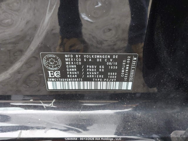 Auction sale of the 2016 Volkswagen Golf Sportwagen S/se/sel/limited, vin: 3VWC17AU4GM506973, lot number: 12605054