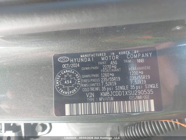 12605055 :رقم المزاد ، KM8JCDD1XSU290535 vin ، 2025 Hyundai Tucson Ultimate Hybrid Awd مزاد بيع