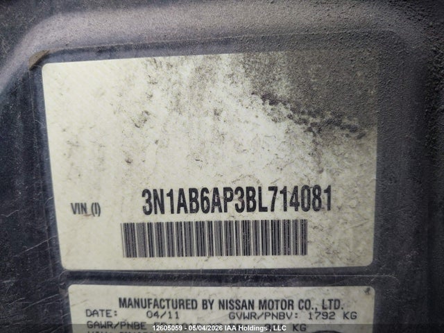 12605059 :رقم المزاد ، 3N1AB6AP3BL714081 vin ، 2011 Nissan Sentra 2.0s مزاد بيع