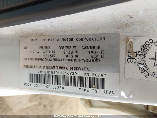 JM1BM1W39F1246780 Mazda Mazda3 Gt