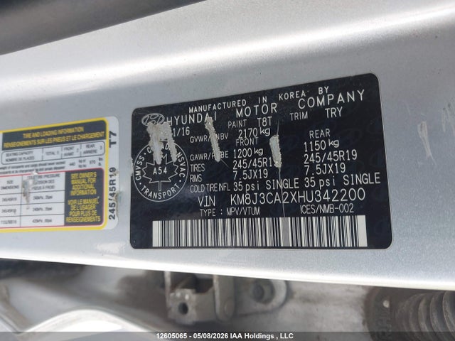 KM8J3CA2XHU342200 Hyundai Tucson Limited/sport And Eco/se