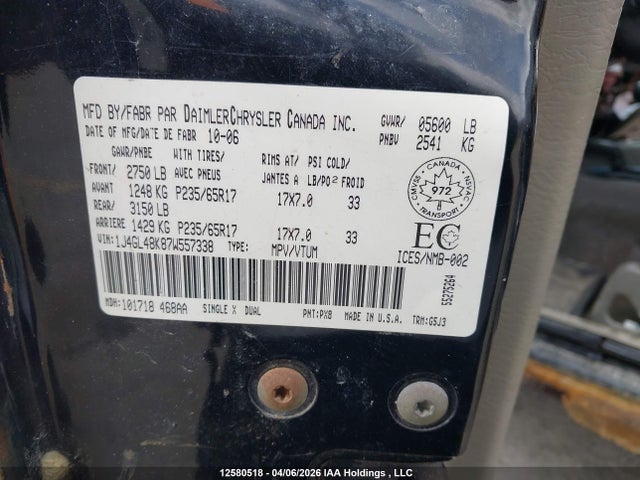 Продаж на аукціоні авто 2007 Jeep Liberty Sport, vin: 1J4GL48K87W557338, номер лоту: 12580518