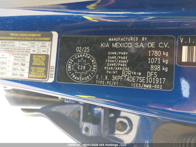 3KPFT4DE7SE101917 KIA K4 Lx/lxs