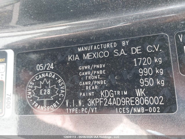 3KPF24AD9RE806002 KIA Forte