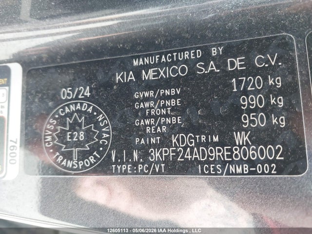 3KPF24AD9RE806002 KIA Forte