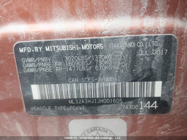 ML32A3HJ1JH001605 Mitsubishi MIRAGE ES