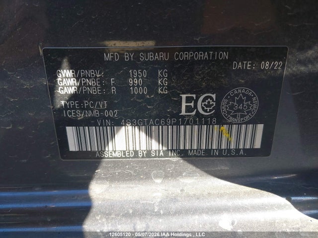 4S3GTAC69P1701118 Subaru Impreza Touring