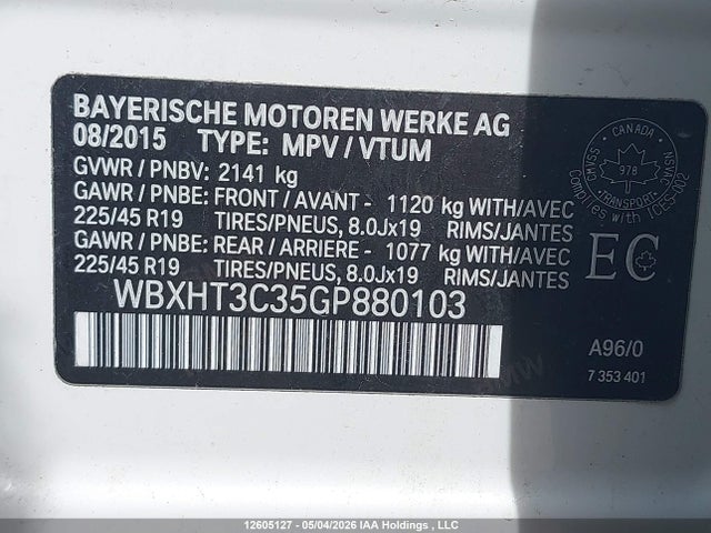 WBXHT3C35GP880103 BMW X1 Xdrive28i