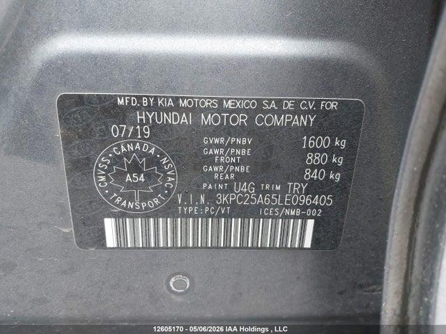 12605170 :رقم المزاد ، 3KPC25A65LE096405 vin ، 2020 Hyundai Accent Essential With Comfort Package Auto Ivt مزاد بيع