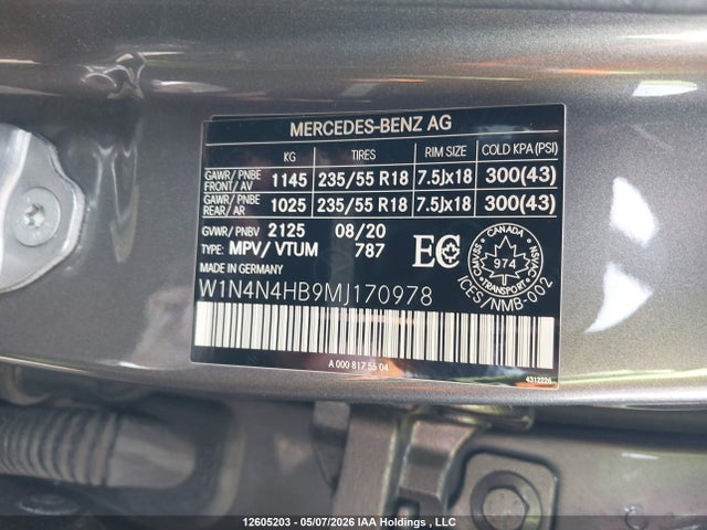 W1N4N4HB9MJ170978 Mercedes-Benz Gla 250 4matic