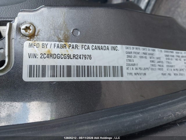 Продажа на аукционе авто 2020 Dodge Grand Caravan Sxt, vin: 2C4RDGCG9LR247976, номер лота: 12605212