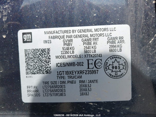 Aukcja sprzedaży 2024 Gmc Sierra 2500hd Denali Ultimate, vin: 1GT49XEYXRF235997, numer aukcji: 12605238
