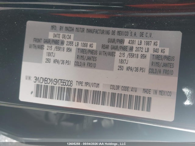 3MVDMBCMXSM755008 Mazda Cx-30 Gs