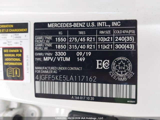 Продаж на аукціоні авто 2020 Mercedes-benz Gls 450 4matic, vin: 4JGFF5KE5LA117162, номер лоту: 12605259