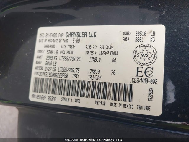 12597790 :رقم المزاد ، 1D7HU18N04J172922 vin ، 2004 Dodge Ram 1500 Slt/laramie مزاد بيع