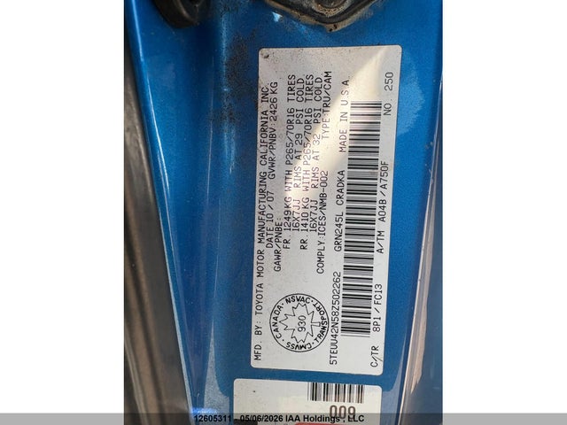 12605311 :رقم المزاد ، 5TEUU42N58Z502262 vin ، 2008 Toyota Tacoma Access Cab مزاد بيع